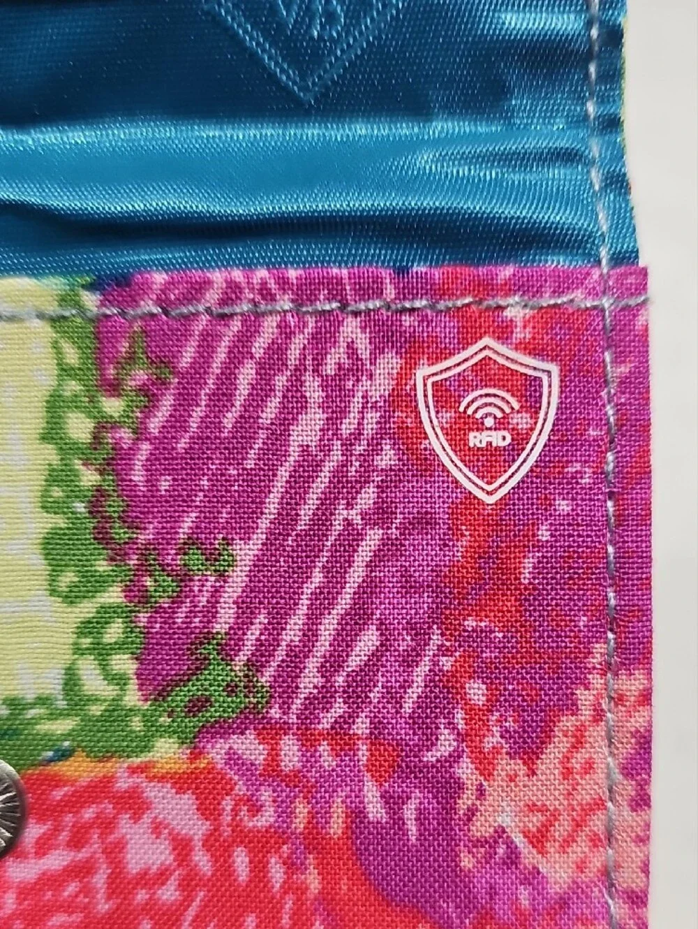Vera Bradley Pink Floral Card Wallet with Blue Logo wSecurity  RFD